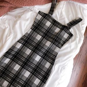 Black/White Plaid Bodycon Dress